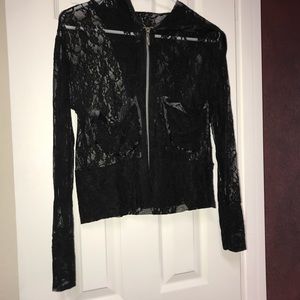 Lace hooded jacket